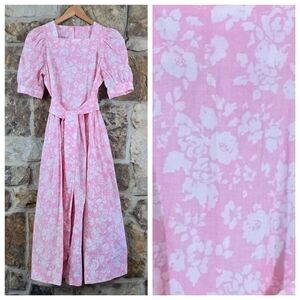 Laura Ashley Vintage Flour Sack Floral Prairie Midi Maxi Dress